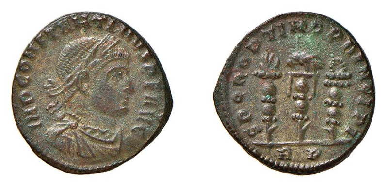 CONSTANTINO I (307-337) FOLLIS - Zecca Roma - D/Busto laureato a d. R/Nel campo ...