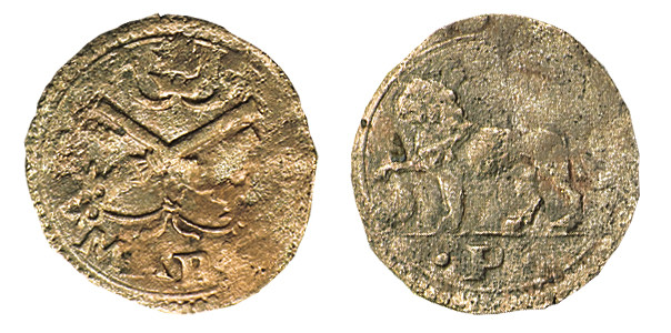 ANCONA - LEONE X (1513-1521) QUATTRINO - D/Leone a d. con zampa anteriore su glo...