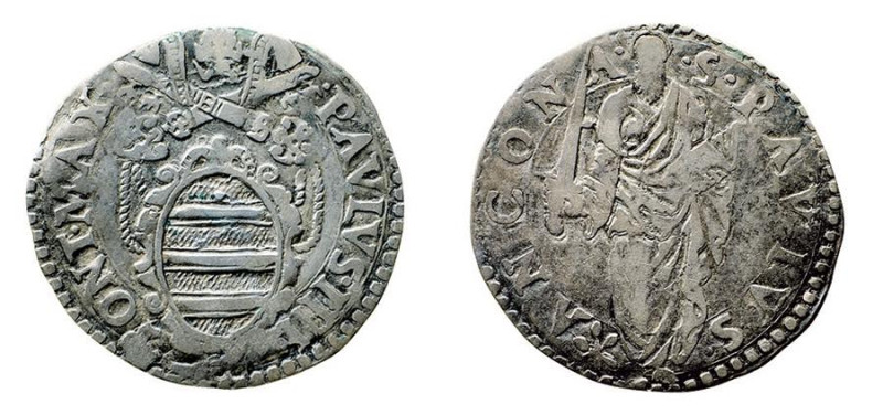 ANCONA - PAOLO IV (1555-1559) GIULIO - D/Stemma ovale .PAVLVS.IIII. .PONT.MAX. R...