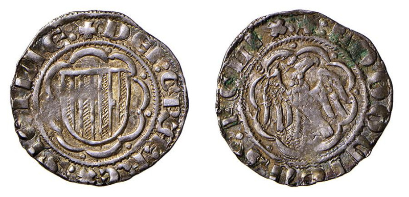 MESSINA - LUDOVICO D'ARAGONA (1342-1355) PIERREALE - D/Aquila spiegata e coronat...