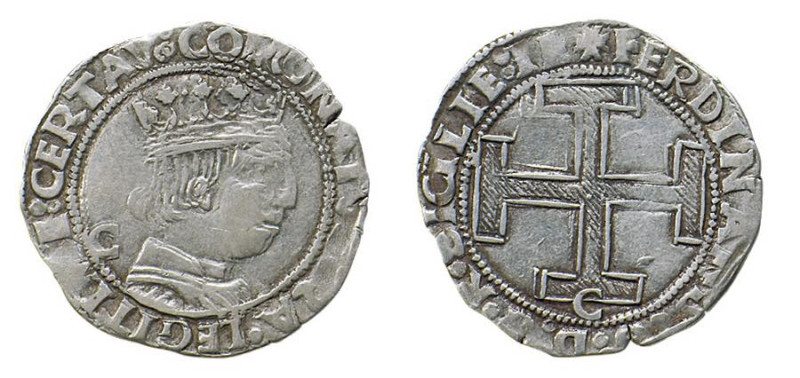 NAPOLI - FERDINANDO I (1458-1494) CORONATO - D/Busto del re a d. coronato con di...