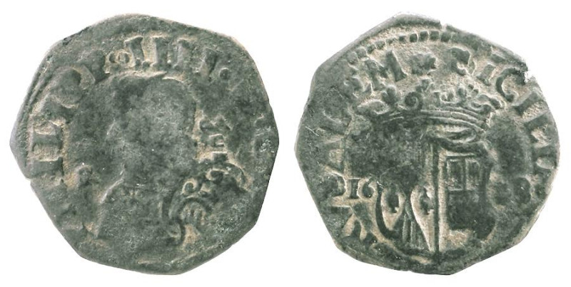 NAPOLI - FILIPPO IV (1621-1665) GRANO 1638 - D/Busto coronato a s. con dietro le...