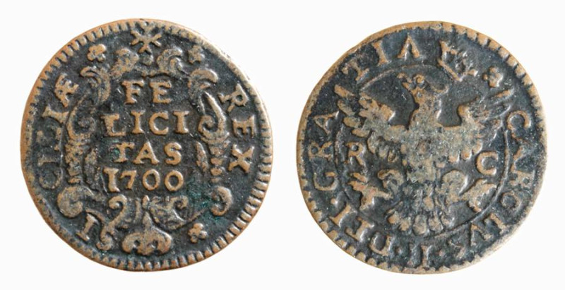 PALERMO - CARLO II (1665-1700) GRANO 1700 - D/Entro cartella ornata FE=LICI=TAS=...