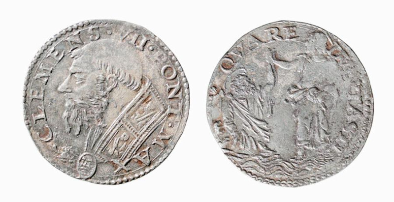 ROMA - CLEMENTE VII (1523-1534) DOPPIO CARLINO gr.5,3 - D/Busto barbuto a s., pi...