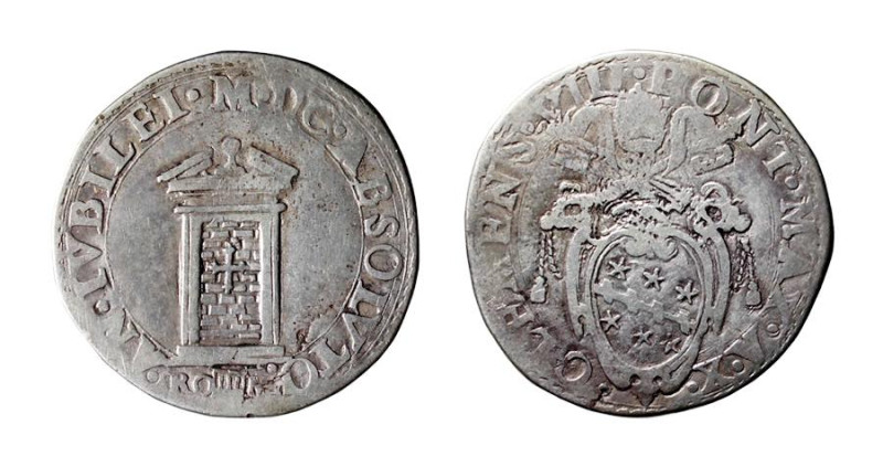 ROMA - CLEMENTE VIII (1592-1605) TESTONE A.X - ANNO SANTO 1600 - D/Stemma sormon...