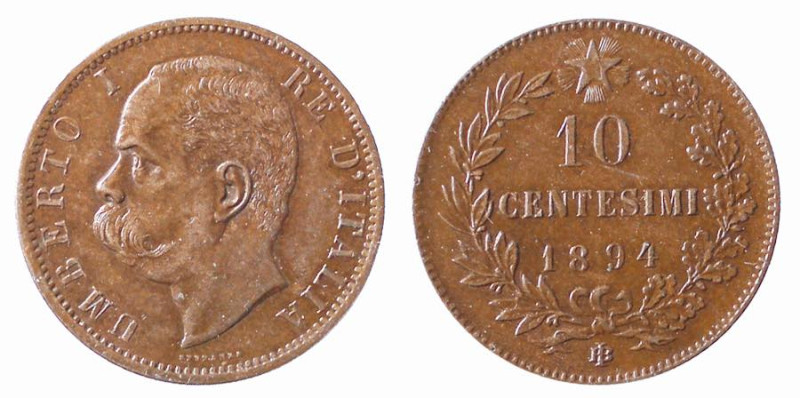 REGNO D'ITALIA - UMBERTO I (1878-1900) 10 CENTESIMI 1894 - Birmingham - D/Testa ...