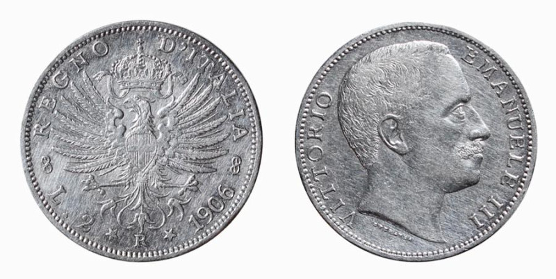 REGNO D'ITALIA - VITTORIO EMANUELE III (1900-1943) 2 LIRE - Anno 1906 - Aquila S...