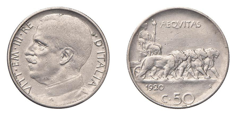 REGNO D'ITALIA - VITTORIO EMANUELE III (1900-1943) 50 CENT.MI - Anno 1920 - Leon...