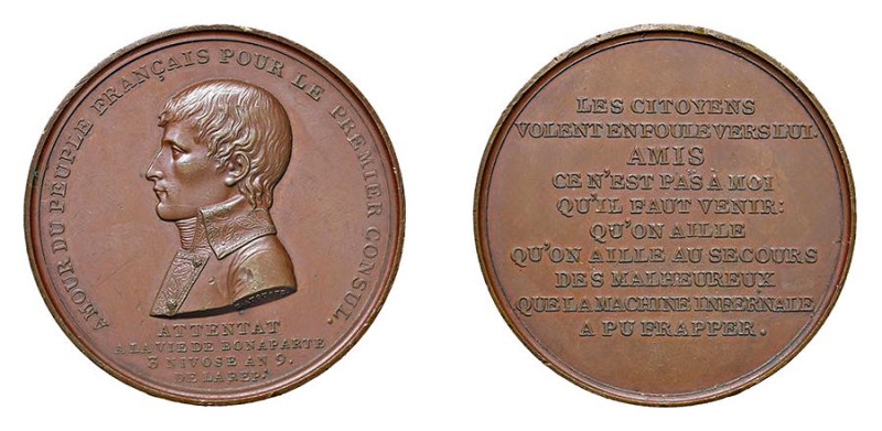 NAPOLEONE I - MEDAGLIA AE - Anno 1800 Attentato all’Opèra di Auguste Brenet - D/...