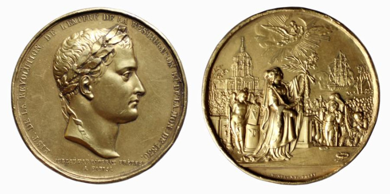 NAPOLEONE I (1840) MEDAGLIA AE DORATO - TRASLAZIONE DEL FERETRO DI NAPOLEONE AGL...