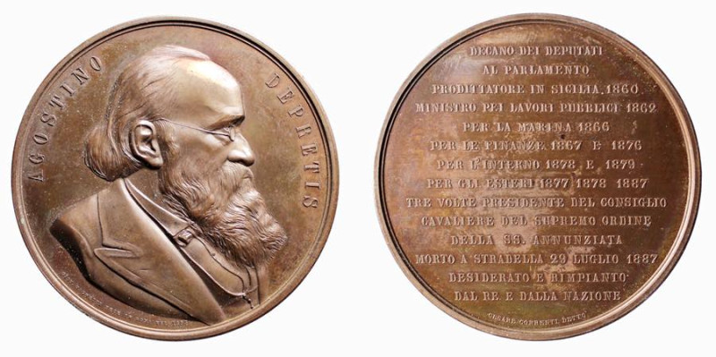 ROMA (1887) AGOSTINO DEPRETIS- MEDAGLIA AE - D/Busto a d. AGOSTINO DEPRETIS Sott...