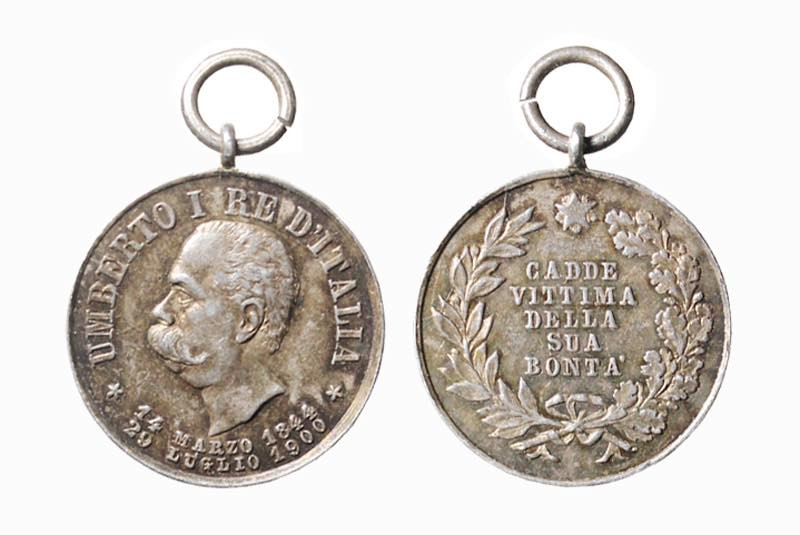 SAVOIA - REGNO D'ITALIA - UMBERTO I (1878-1900) MEDAGLIA AR CON ANELLO - D/Testa...