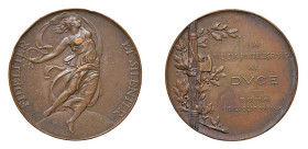 ROMA - MILIZIA POSTELEGRAFONICA (1931 anno IX) MEDAGLIA AE - D/Figura femminile danza su globo e regge una tromba FIDELITER ET SILENTER R/A s. il fasc...