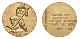 FASCISMO (Anno X) MOSTRA NAZIONALE DELLE BONIFICHE (1932) - MEDAGLIA IN AR Dorato - D/Lavoratore della terra affonda la vanga MOSTRA NAZIONALE DELLE B...