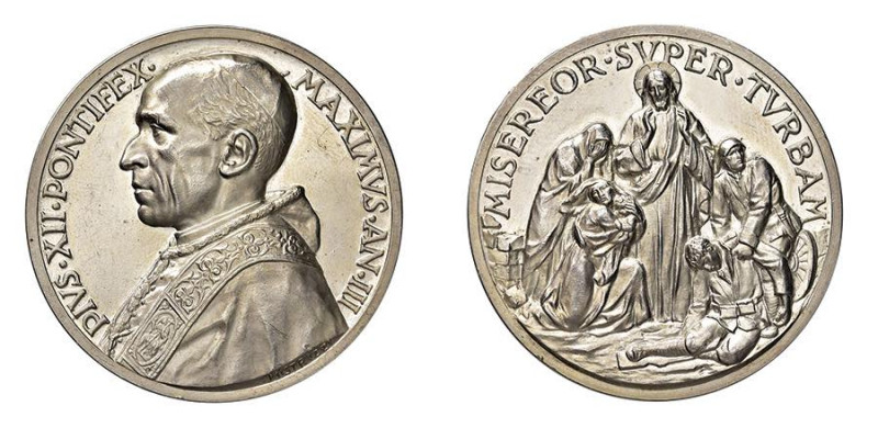 ROMA - PIO XII (1939-1958) MEDAGLIA IN AR - Anno III - Invocazione di Pace - D/B...