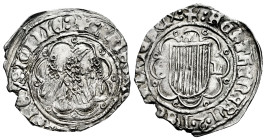 The Crown of Aragon. Frederic IV of Sicily (1355-1377). Pierreale. Sicilia. (Cru C.G-2603). (Cru V.S-623). (Mir-194/9). Ag. 2,79 g. Shield flanked by ...
