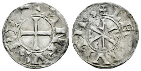 Kingdom of Castille and Leon. Alfonso VI (1073-1109). Dinero. Leon. (Bautista-7.3). Anv.: ✠ ANFVS REX. Rev.: ✠ LEO CIVITAS. Crismón. Bi. Choice VF. Es...