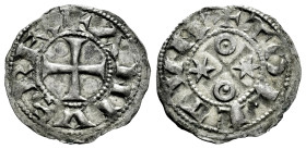 Kingdom of Castille and Leon. Alfonso VI (1073-1109). Dinero. Toledo. (Bautista-9.1). Bi. 0,69 g. With pellet inside each roundel on reverse. Almost X...