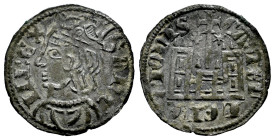 Kingdom of Castille and Leon. Sancho IV (1284-1295). Cornado. (Bautista-436). Bi. 0,72 g. 5-petalled flower and star on both sides of the central stem...