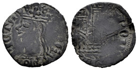 Kingdom of Castille and Leon. Alfonso XI (1312-1350). Cornado. Cuenca. (Bautista-505). Anv.: ADEPICTA. Rev.: PODIGARONIS. Bi. 0,90 g. Bust variety. Pa...