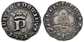 Kingdom of Castille and Leon. Pedro I (1350-1368). 1/2 real. Sevilla. (Bautista-531). Anv.: + DOMINVS : MICHI : ADIVTO : . Rev.: + PETRVS : REX : CAST...
