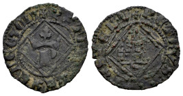 Kingdom of Castille and Leon. Pedro I (1350-1368). Dinero. Sevilla. (Bautista-542 var.). (Imperatrix-P1.14.7, Plate coin). Anv.: + PETRVS : REX : LEGI...