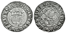 Kingdom of Castille and Leon. Enrique II (1368-1379). 1/2 real. Sevilla. (Bautista-559.1). Anv.: + DOMINVS : MICHI : AIVTOR E. Rev.: + ENRICVS : REX :...