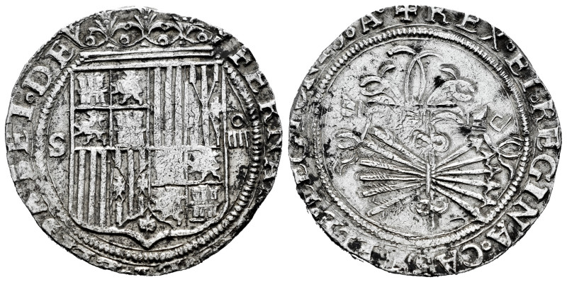 Catholic Kings (1474-1504). 4 reales. Sevilla. (Cal-564). Ag. 13,61 g. Shield be...