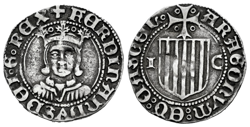 Ferdinand II (1479-1516). 1/2 real. ND (ca. 1484). Zaragoza. IC. (Cal-52). (Cru ...