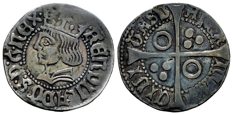 Ferdinand II (1479-1516). Croat. Barcelona. (Cal-53). Ag. 3,05 g. Roundel on the...