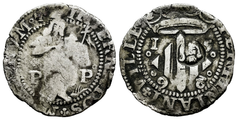 Philip III (1598-1621). Double sou. 1598. Perpignan. (Cal-51). (Cru C.G-3806a). ...