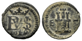 Philip III (1598-1621). 1 maravedi. 1619. Segovia. (Cal-119). (Jarabo-Sanahuja-D277). Ae. 0,78 g. VF. Est...50,00. 

Spanish Description: Felipe III...