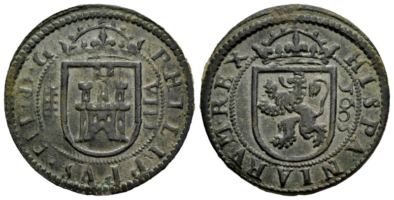 Philip III (1598-1621). 8 maravedis. 1605. Segovia. (Cal-327). Ae. 5,68 g. VF/Ch...