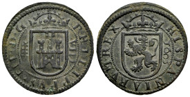 Philip III (1598-1621). 8 maravedis. 1605. Segovia. (Cal-327). Ae. 5,68 g. VF/Choice VF. Est...40,00. 

Spanish Description: Felipe III (1598-1621)....