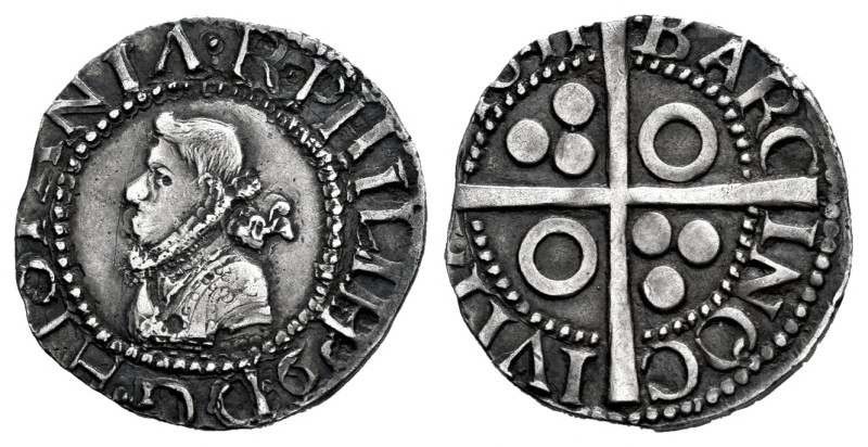 Philip III (1598-1621). 1/2 croat. 1611. Barcelona. (Cal-370). (Cru C.G-4341). A...