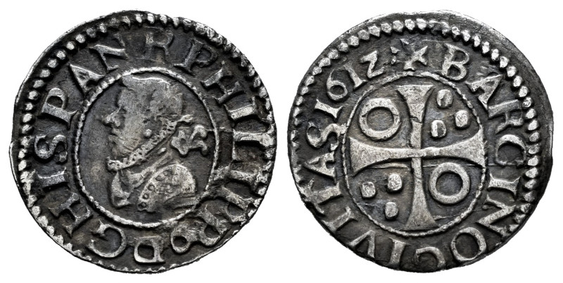 Philip III (1598-1621). 1/2 croat. 1612. Barcelona. (Cal-375). (Cru-4342b). Ag. ...