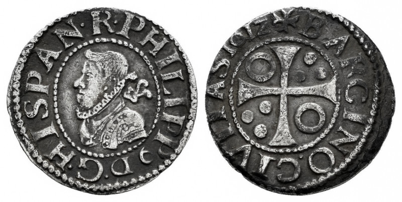 Philip III (1598-1621). 1/2 croat. 1611. Barcelona. (Cal-375). (Cru-4342b). Ag. ...