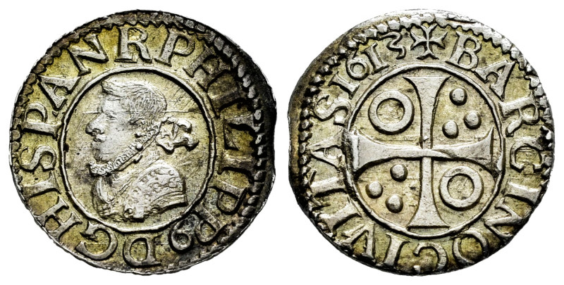 Philip III (1598-1621). 1/2 croat. 1613. Barcelona. (Cal-378). (Cru C.G-4342g). ...