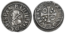 Philip III (1598-1621). 1 croat. 1618. Barcelona. (Cal-383). Ag. 1,53 g. Choice VF. Est...60,00. 

Spanish Description: Felipe III (1598-1621). 1 cr...