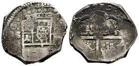 Philip III (1598-1621). 4 reales. 1619. Sevilla. (G). (Cal-825). (Jarabo-Sanahuja-B432). Ag. 13,66 g. Full date. Very rare. Choice F/Almost VF. Est......