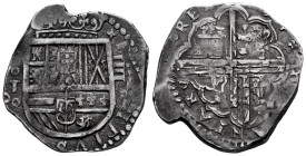 Philip III (1598-1621). 4 reales. 1614. Toledo. No assayer. (Cal-843). Ag. 13,32 g. The last two digits of the date visible on their bases. Some peopl...