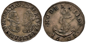 Albert and Elizabeth (1598-1621). Jeton. 1608. Antwerpen. (Dugn-3631). Ae. 4,96 g. Complacency of the the Archdukes in the Peace Negotiations. Scarce....