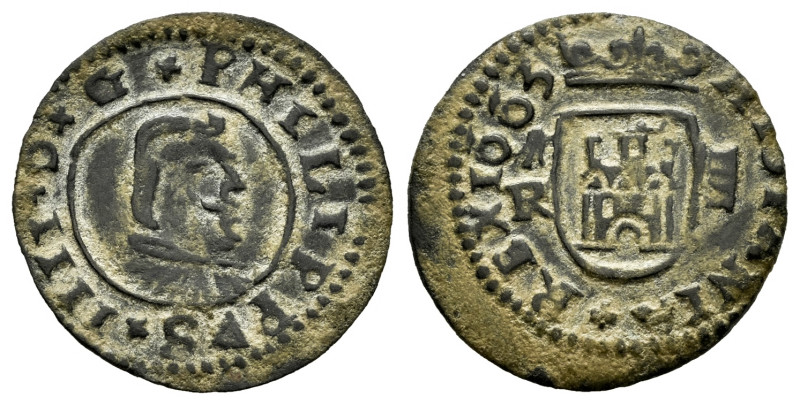Philip IV (1621-1665). 4 maravedis. 1663. Coruña. R. (Cal-200). (Jarabo-Sanahuja...