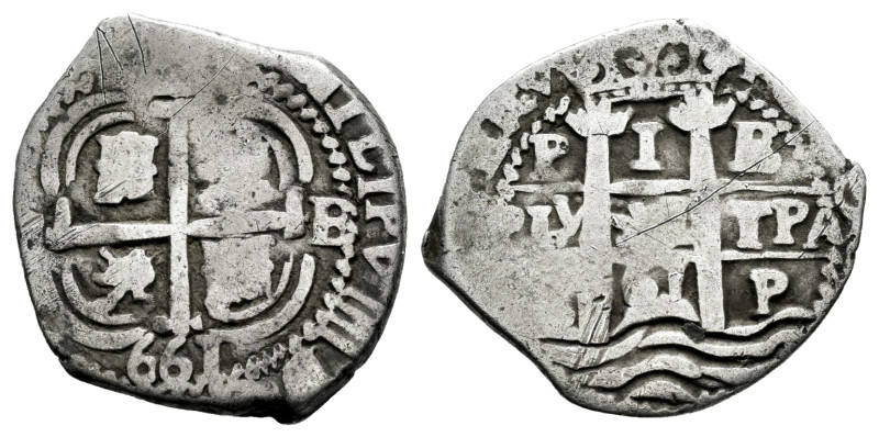 Philip IV (1621-1665). 1 real. 1661. Potosi. E. (Cal-763). Ag. 3,10 g. Double da...