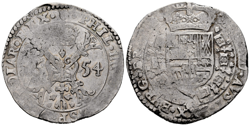 Philip IV (1621-1665). 1 patagon. 1654. Antwerpen. (Tauler-2587). (Vti-957). (Va...