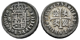 Philip V (1700-1746). 1/2 real. 1738. Madrid. JF. (Cal-185). Ag. 1,33 g. VF. Est...40,00. 

Spanish Description: Felipe V (1700-1746). 1/2 real. 173...