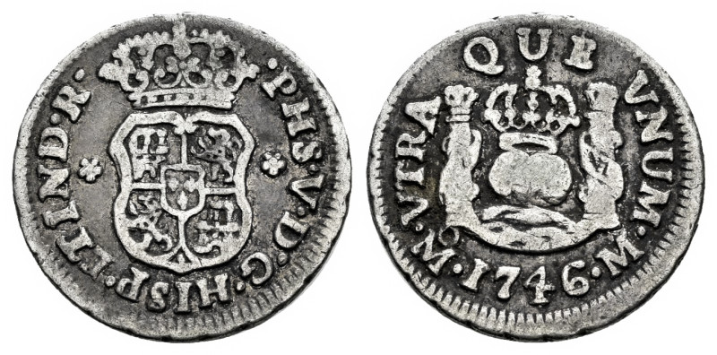 Philip V (1700-1746). 1/2 real. 1746. Mexico. M. (Cal-237). Ag. 1,61 g. Almost V...