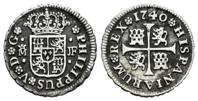 Philip V (1700-1746). 1/2 real. 1740. Madrid. JF. (Cal-352). Ag. 1,29 g. Cleaned...