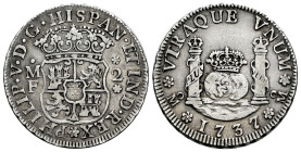 Philip V (1700-1746). 2 reales. 1737. Mexico. MF. (Cal-818). Ag. 6,64 g. VF. Est...90,00. 

Spanish Description: Felipe V (1700-1746). 2 reales. 173...