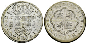 Philip V (1700-1746). 2 reales. 1719. Segovia. J. (Cal-949). Ag. 5,76 g. Aqueduct with two rows of two arches. Cleaned. VF/Almost VF. Est...50,00. 
...